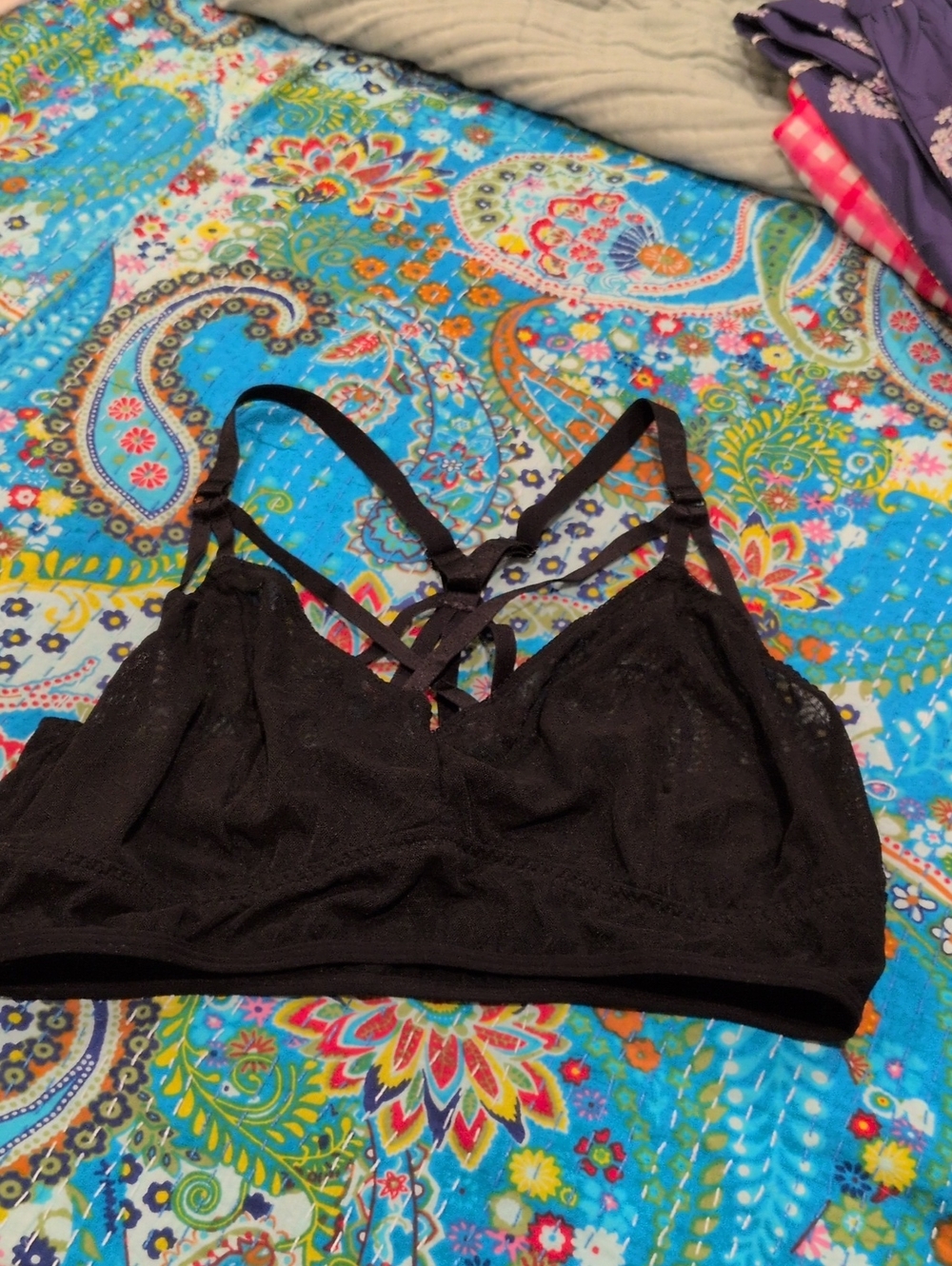 Torrid Black Caged Lace Bralette Strappy Wireless Crop Bra Plus Size 2 / 2X
